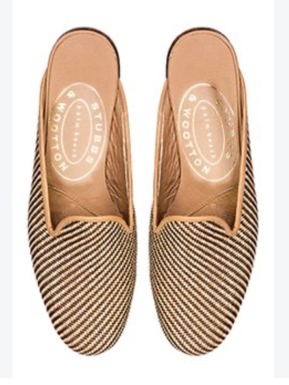 Stubbs & Wootton natural straw raffia mules